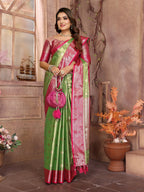 Vedant Vastram Tissue Silk Kanjeevaram Silk Saree - Parrot