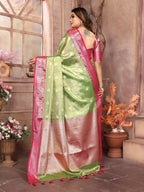 Vedant Vastram Tissue Silk Kanjeevaram Silk Saree - Parrot