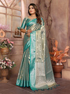 Vedant Vastram Tissue Silk Kanjeevaram Silk Saree - Rama