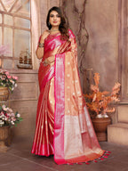 Vedant Vastram Tissue Silk Kanjeevaram Silk Saree - Rani