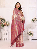 Vedant Vastram Soft Litchi Silk Kanjeevaram Silk Saree - Beige - Distacart