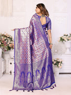 Vedant Vastram Soft Litchi Silk Kanjeevaram Silk Saree - Royal Blue - Distacart