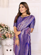 Vedant Vastram Soft Litchi Silk Kanjeevaram Silk Saree - Royal Blue - Distacart