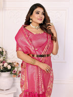 Vedant Vastram Soft Litchi Silk Kanjeevaram Silk Saree - Beige - Distacart