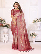 Vedant Vastram Soft Litchi Silk Kanjeevaram Silk Saree - Maroon