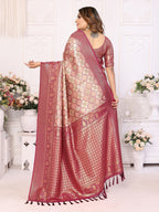 Vedant Vastram Soft Litchi Silk Kanjeevaram Silk Saree - Maroon
