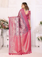 Vedant Vastram Soft Litchi Silk Kanjeevaram Silk Saree - Pink - Distacart