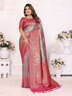 Vedant Vastram Soft Litchi Silk Kanjeevaram Silk Saree - Rama