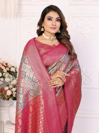 Vedant Vastram Soft Litchi Silk Kanjeevaram Silk Saree - Rama