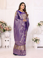 Vedant Vastram Tissue Silk Kanjeevaram Silk Saree - Blue - Distacart