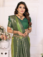 Vedant Vastram Tissue Silk Kanjeevaram Silk Saree - Mahendi - Distacart