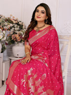 Vedant Vastram Soft Litchi Silk Banarasi Silk Saree - Rani - Distacart