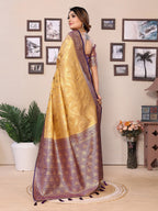 Vedant Vastram Tissue Silk Kanjeevaram Silk Saree - Gold - Distacart