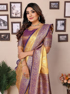 Vedant Vastram Tissue Silk Kanjeevaram Silk Saree - Gold - Distacart