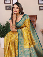 Vedant Vastram Tissue Silk Kanjeevaram Silk Saree - Yellow - Distacart