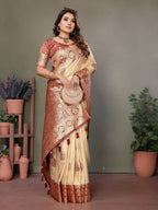 Vedant Vastram Viscose Silk Kanjeevaram Silk Saree - Maroon