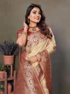 Vedant Vastram Viscose Silk Kanjeevaram Silk Saree - Maroon