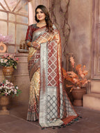Vedant Vastram Soft Litchi Silk Kanjeevaram Silk Saree - Beige
