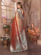 Vedant Vastram Soft Litchi Silk Kanjeevaram Silk Saree - Beige