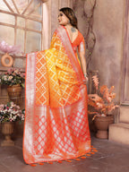 Vedant Vastram Soft Litchi Silk Kanjeevaram Silk Saree - Mustard