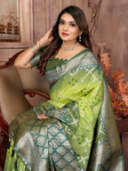 Vedant Vastram Soft Litchi Silk Kanjeevaram Silk Saree - Parrot
