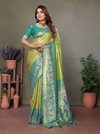 Vedant Vastram Tissue Silk Paithani Silk Saree - Parrot - Distacart