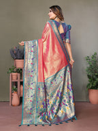 Vedant Vastram Tissue Silk Paithani Silk Saree - Peach - Distacart