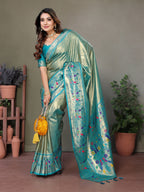 Vedant Vastram Tissue Silk Paithani Silk Saree - Rama - Distacart