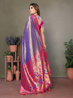 Vedant Vastram Tissue Silk Paithani Silk Saree - Sky Blue - Distacart