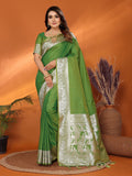 Vedant Vastram Soft Litchi Silk Banarasi Silk Saree - Mahendi - Distacart