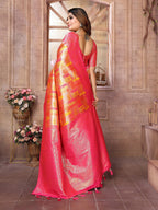 Vedant Vastram Soft Litchi Silk Kanjeevaram Silk Saree - Mustard - Distacart