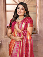 Vedant Vastram Tissue Silk Kanjeevaram Silk Saree - Orange - Distacart