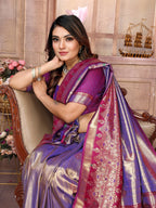Vedant Vastram Tissue Silk Kanjeevaram Silk Saree - Sky Blue - Distacart