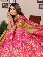 Vedant Vastram Tissue Silk Patola Design Kanjeevaram Silk Saree - Mustard - Distacart