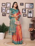 Vedant Vastram Tissue Silk Patola Design Kanjeevaram Silk Saree - Orange - Distacart