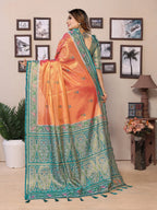 Vedant Vastram Tissue Silk Patola Design Kanjeevaram Silk Saree - Orange - Distacart