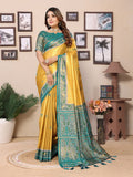 Vedant Vastram Tissue Silk Patola Design Kanjeevaram Silk Saree - Yellow
