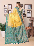 Vedant Vastram Tissue Silk Patola Design Kanjeevaram Silk Saree - Yellow