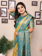 Vedant Vastram Tissue Silk Patola Design Kanjeevaram Silk Saree - Yellow