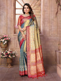 Vedant Vastram Tissue Silk Patola Design Kanjeevaram Silk Saree - Grey - Distacart