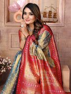 Vedant Vastram Tissue Silk Patola Design Kanjeevaram Silk Saree - Grey - Distacart