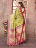 Vedant Vastram Tissue Silk Patola Design Kanjeevaram Silk Saree - Olive - Distacart