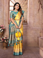 Vedant Vastram Tissue Silk Patola Design Kanjeevaram Silk Saree - Yellow