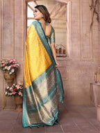 Vedant Vastram Tissue Silk Patola Design Kanjeevaram Silk Saree - Yellow