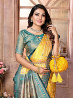 Vedant Vastram Tissue Silk Patola Design Kanjeevaram Silk Saree - Yellow
