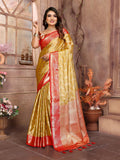 Vedant Vastram Tissue Silk Kanjeevaram Silk Saree - Mustard