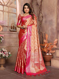 Vedant Vastram Tissue Silk Kanjeevaram Silk Saree - Orange