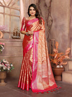 Vedant Vastram Tissue Silk Kanjeevaram Silk Saree - Orange