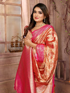 Vedant Vastram Tissue Silk Kanjeevaram Silk Saree - Orange