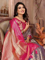 Vedant Vastram Tissue Silk Kanjeevaram Silk Saree - Sky Blue